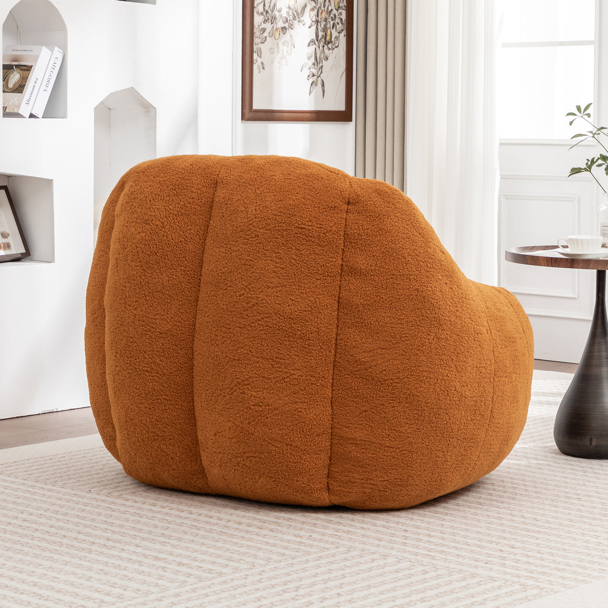 Additional view of Bean Bag Chair Oversized Seating Yellow Teddy Fabric