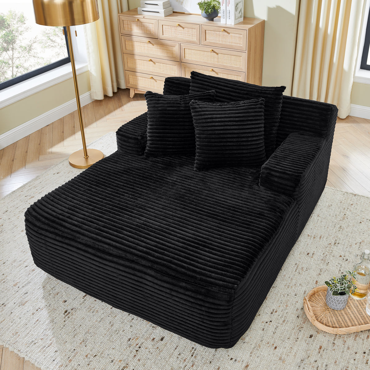 Alternate angle of Accent Chair Modern Cushioned Seating Black Velvet 1-Seater