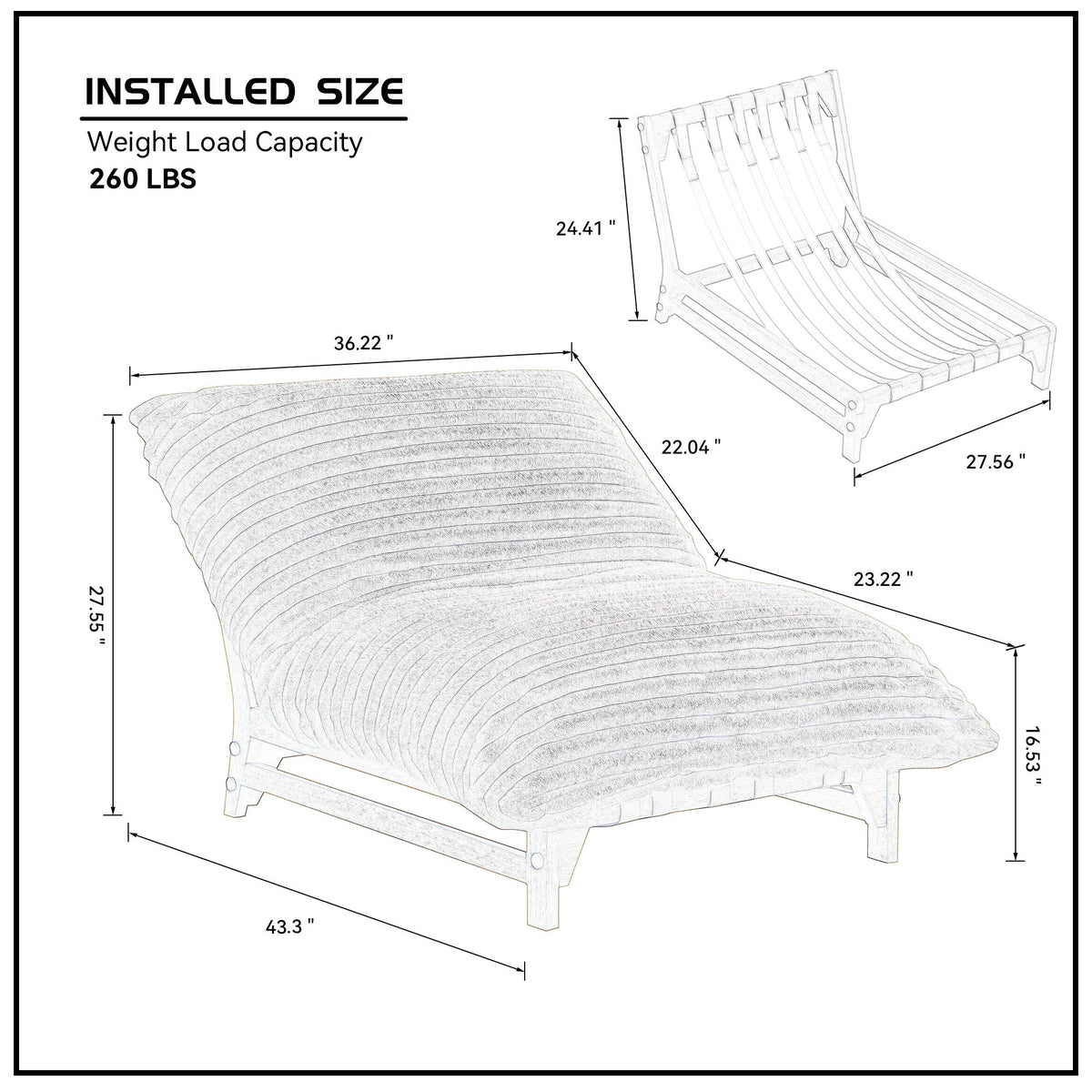 Alternate angle of Chaise Lounge Armless Lounge Off White Corduroy