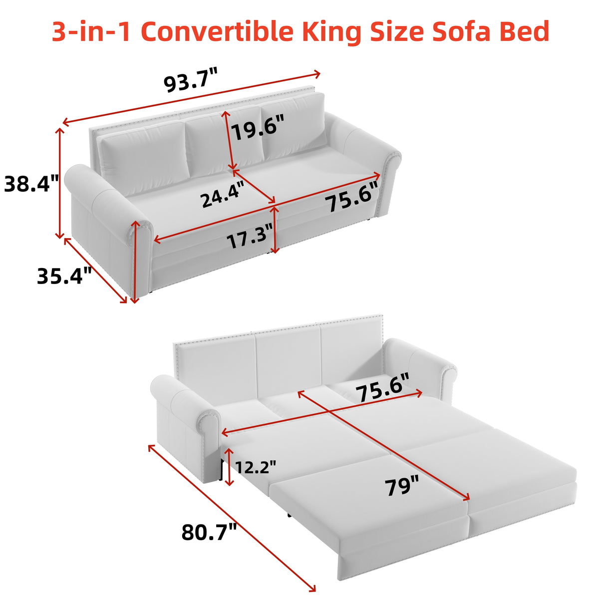 Alternate angle of Sofa Bed Pull-Out Sleeper Green Velvet