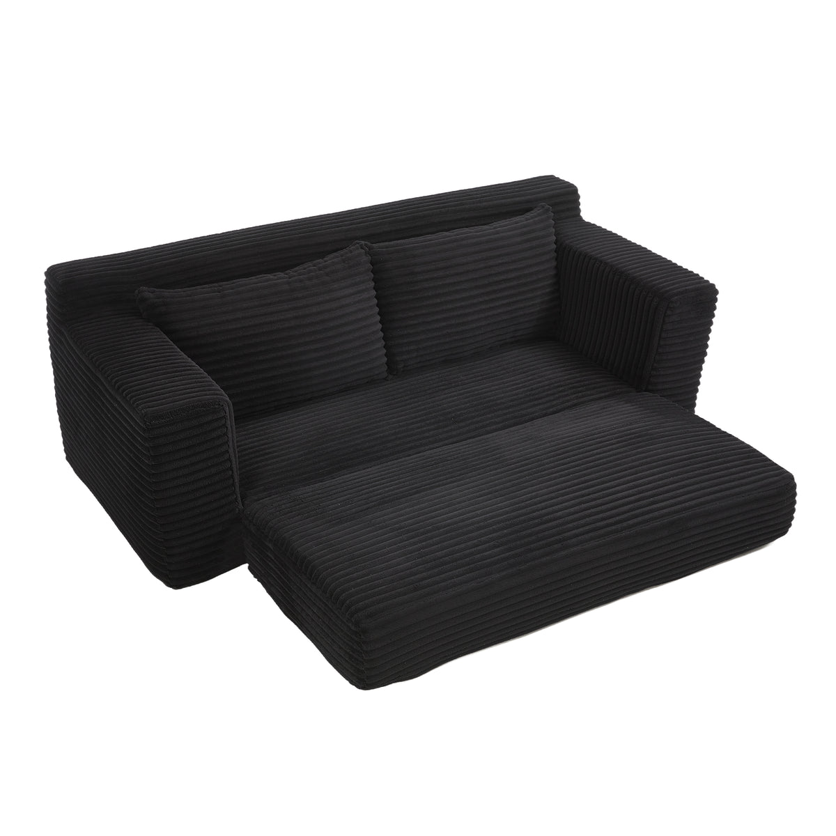 Design feature view of Loveseat Sofa Convertible Sleeper Black Fabric 2-Seater
