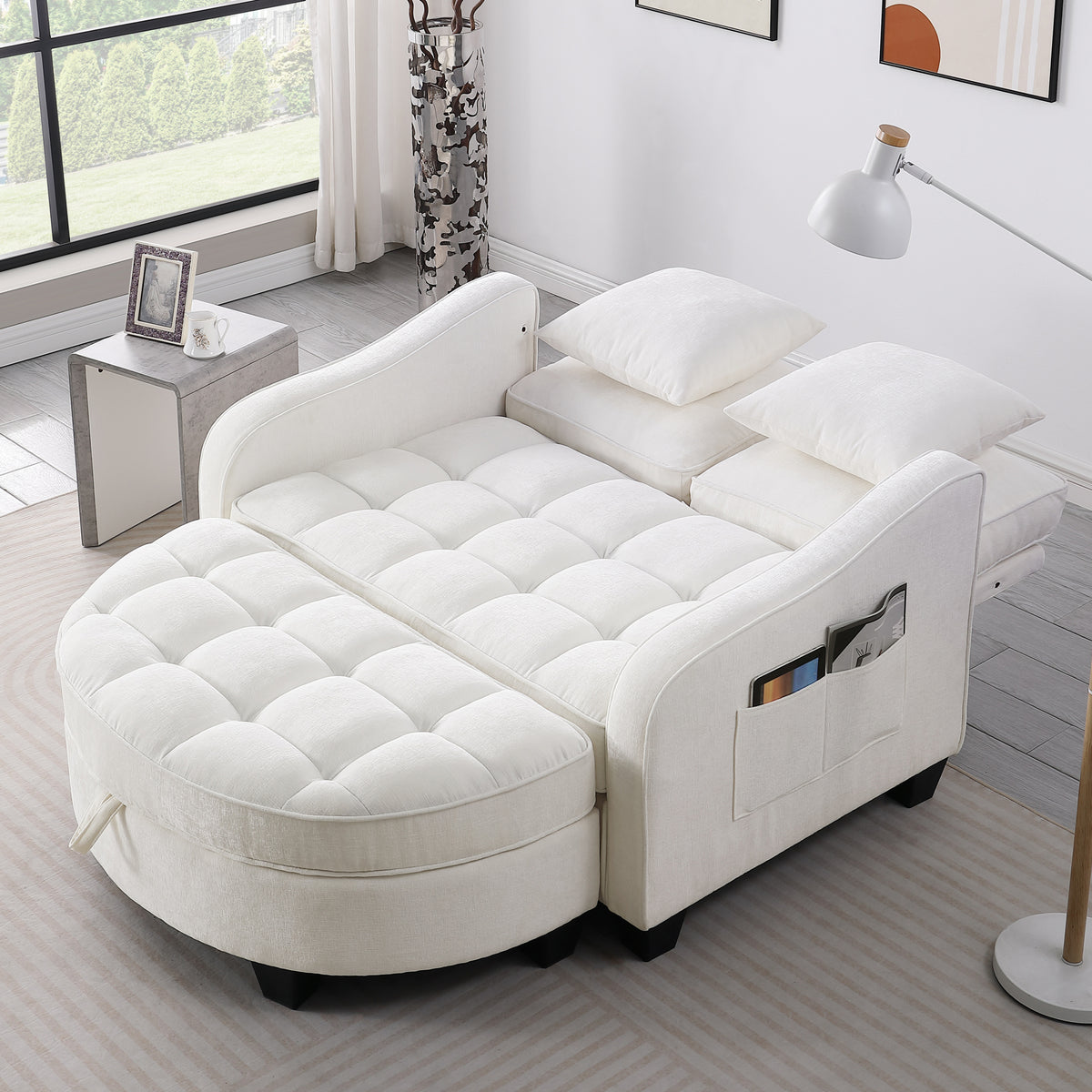 Full product view of Loveseat Sofa Cushioned Seating Beige Corduroy 2-Seater