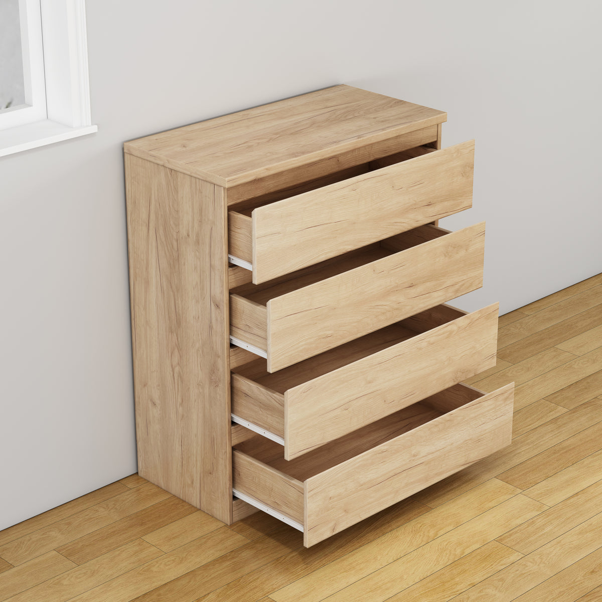 Alternate angle of Dresser 4-Drawer Storage Natural Particle Board