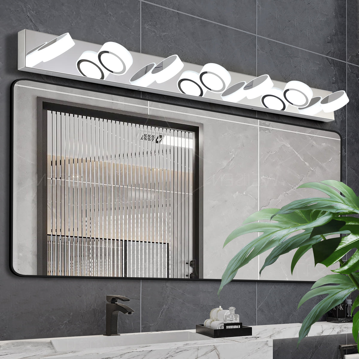Vanity Light Modern 7-Light LED Chrome Acrylic in a modern home interior