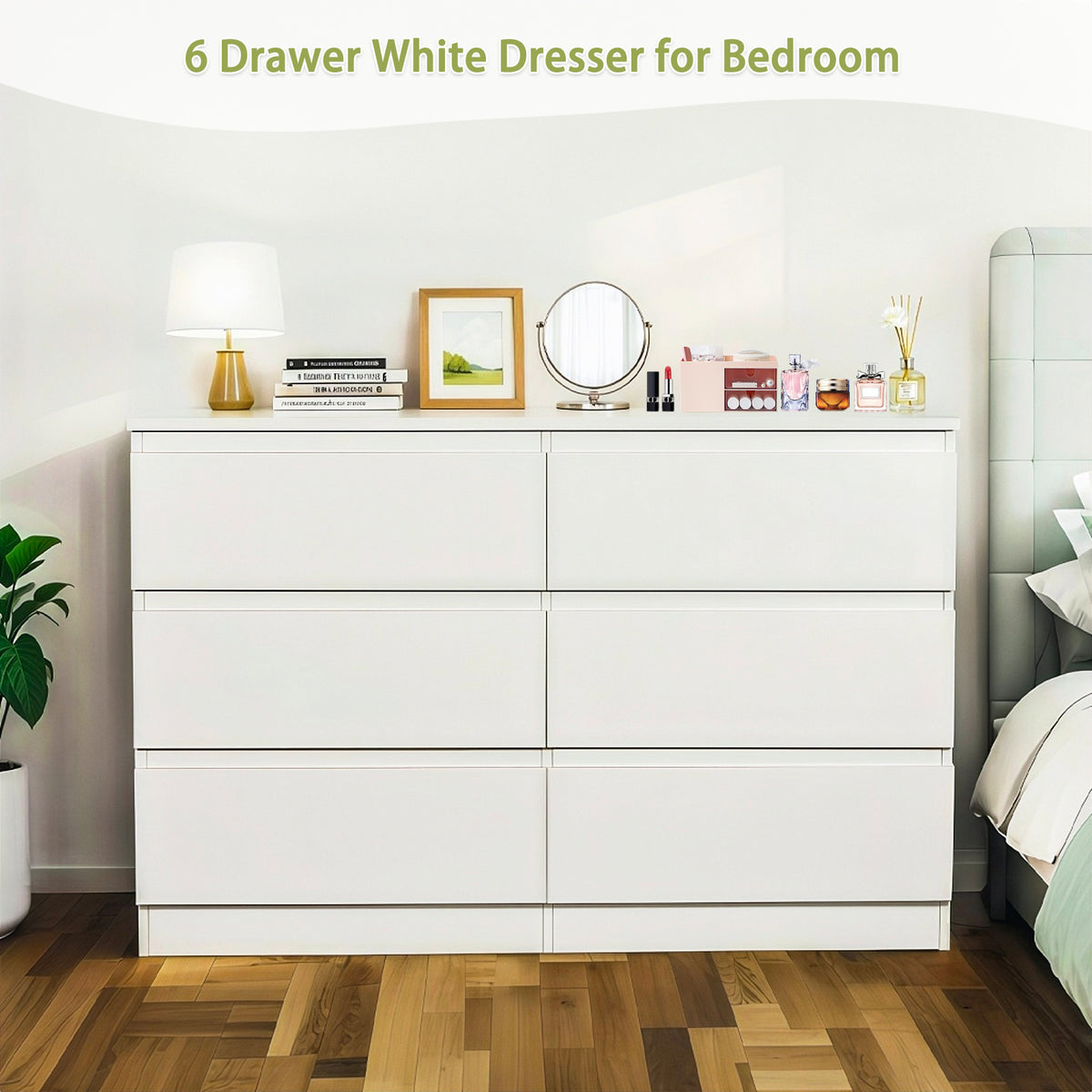 Additional view of Dresser 6-Drawer Storage White MDF