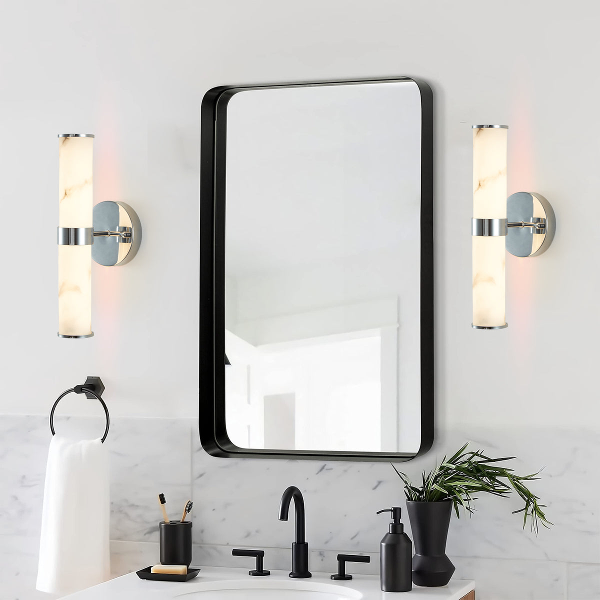 Close-up detail of Wall Sconce Modern Set of 2 Chrome Iron