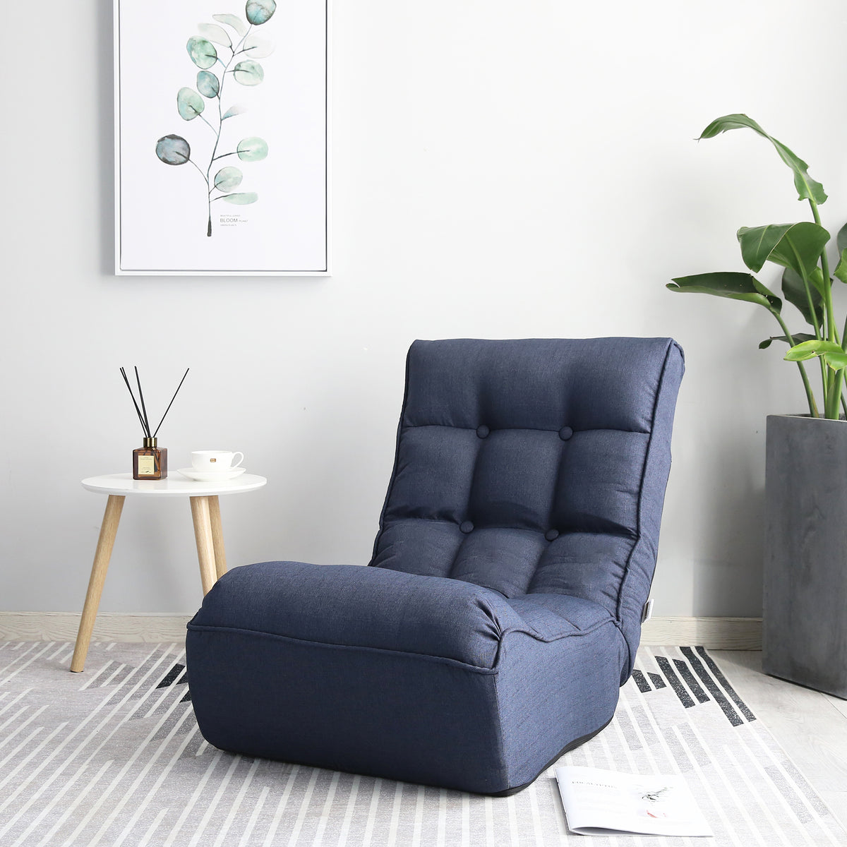 Close-up detail of Accent Chair Modern Reclining Navy Metal