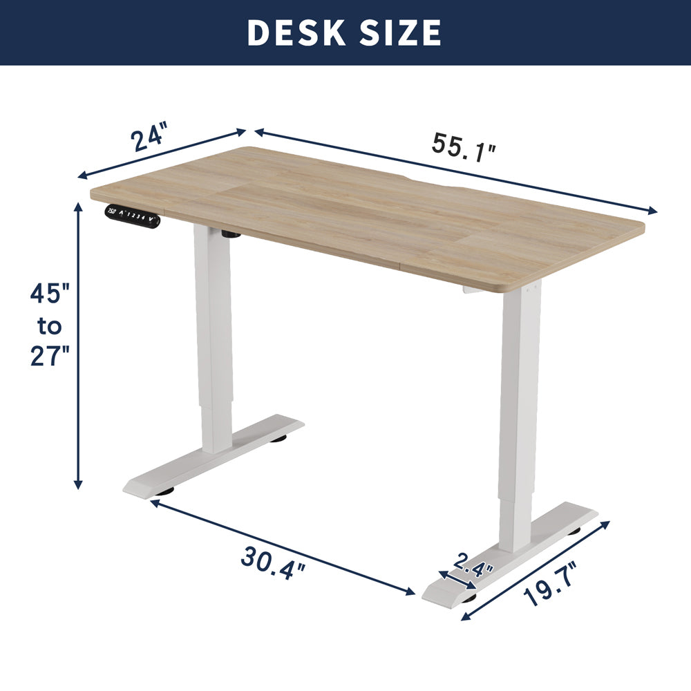 Alternate angle of Standing Desk Electric Height Adjustable Oak Metal & Wood