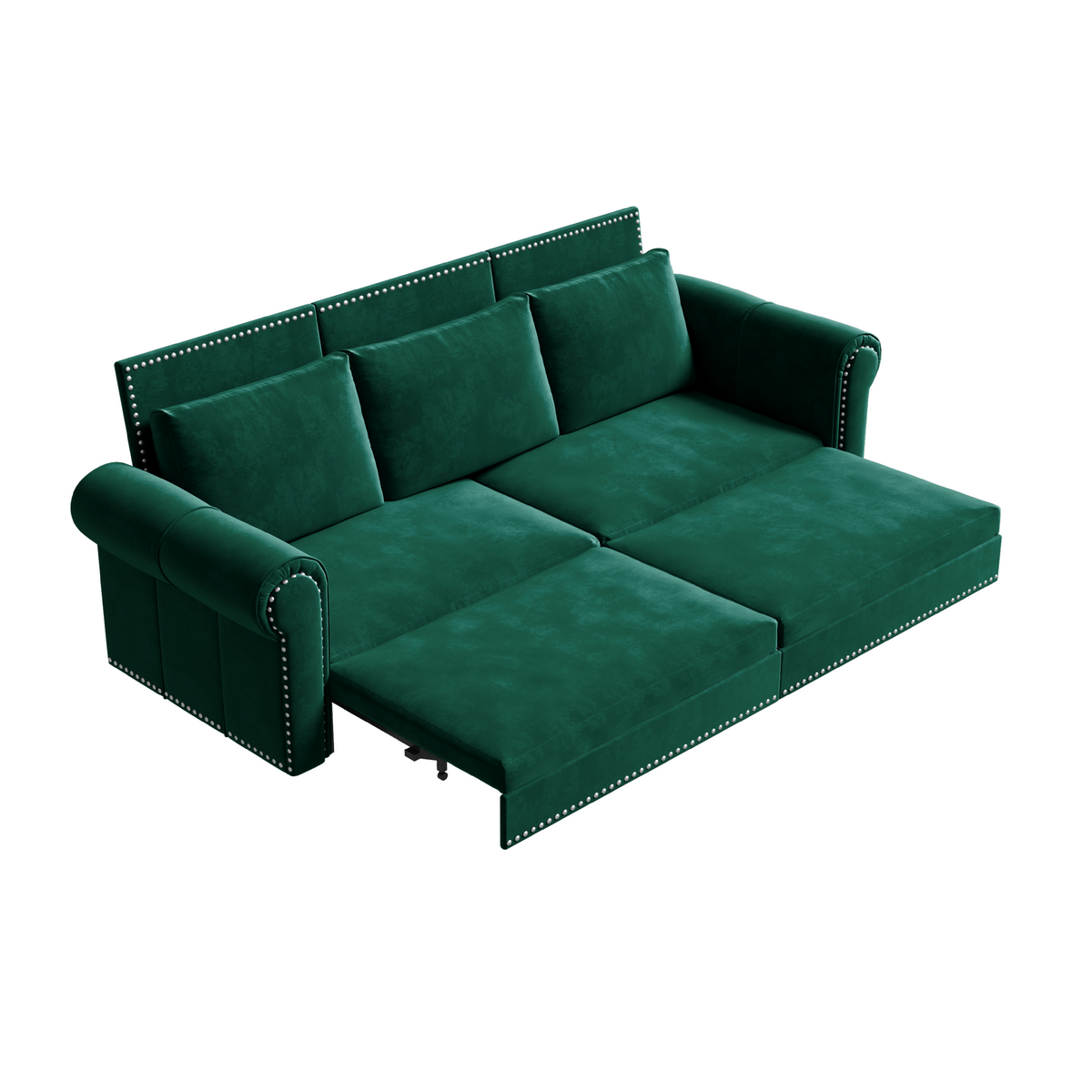 Full product view of Sofa Bed Pull-Out Sleeper Green Velvet