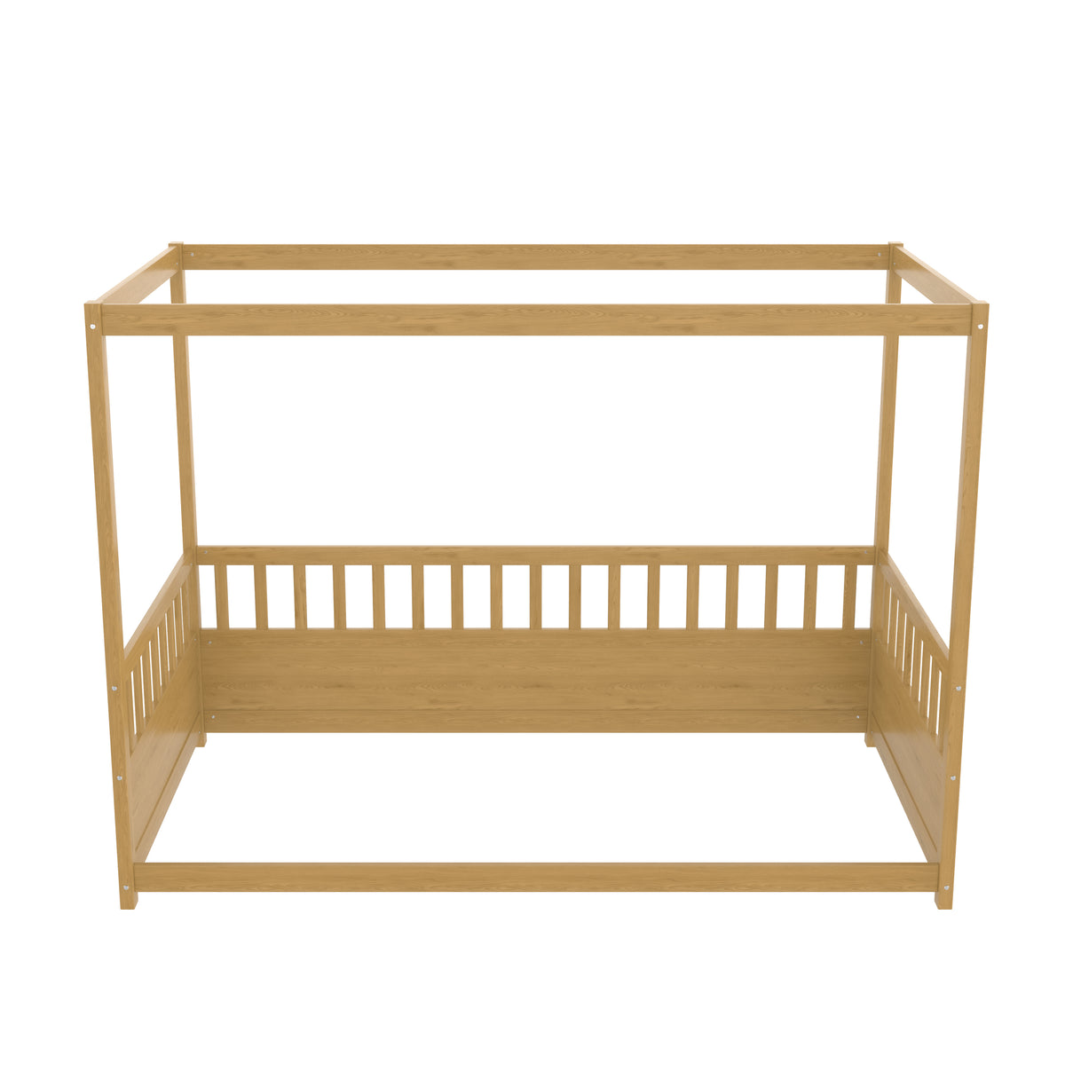 Additional view of Canopy Bed Modern Guardrails Natural Wood Pine Twin Size