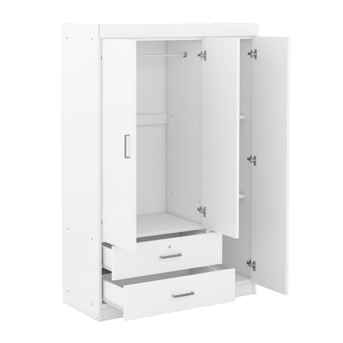 Design feature view of Mirrored Wardrobe 3-Door Mirrored Storage White Plywood