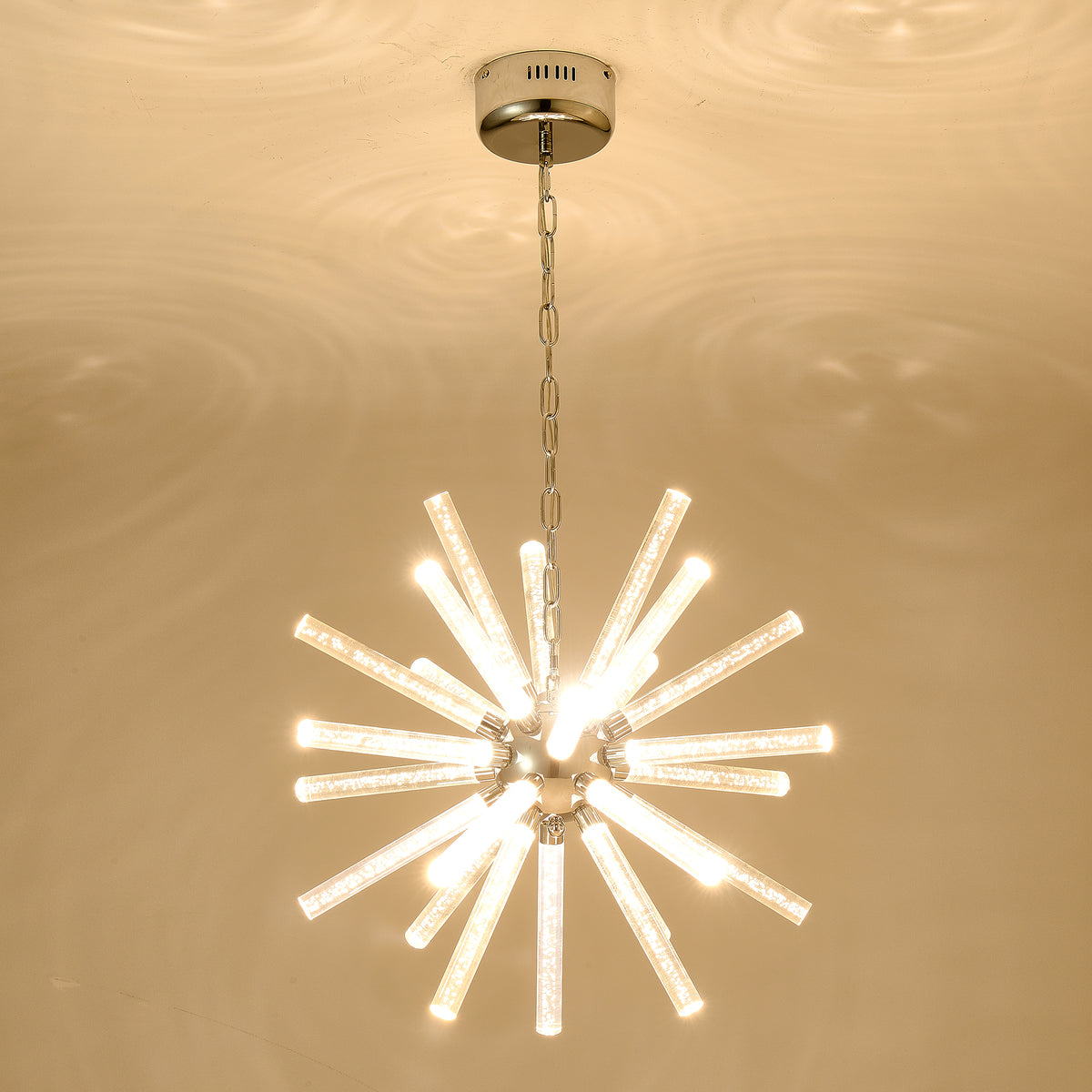 Alternate angle of Chandelier Modern Bubble Pillar Design Nickel Metal