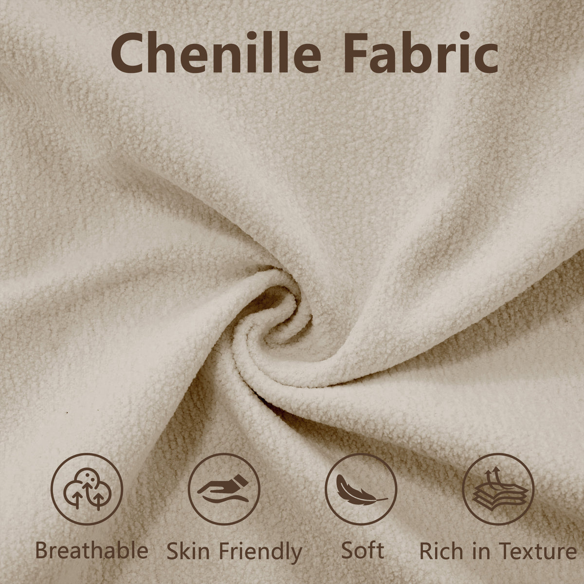 Close-up detail of Loveseat Sofa Cushioned Seating Light Coffee Chenille 2-Seater