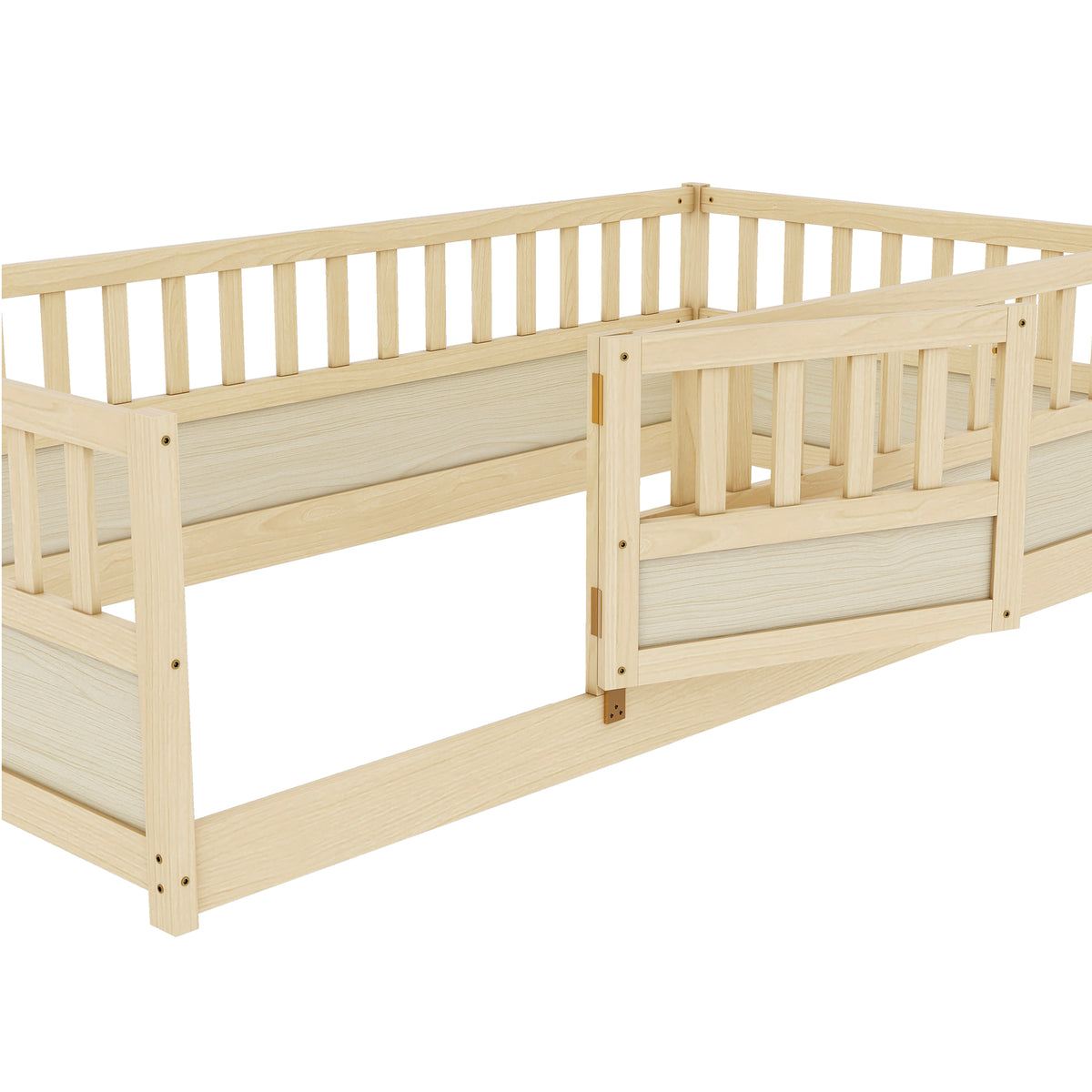 Additional product detail of Bed Frame High Safety Barrier & Door Natural Wood Pine Twin Size