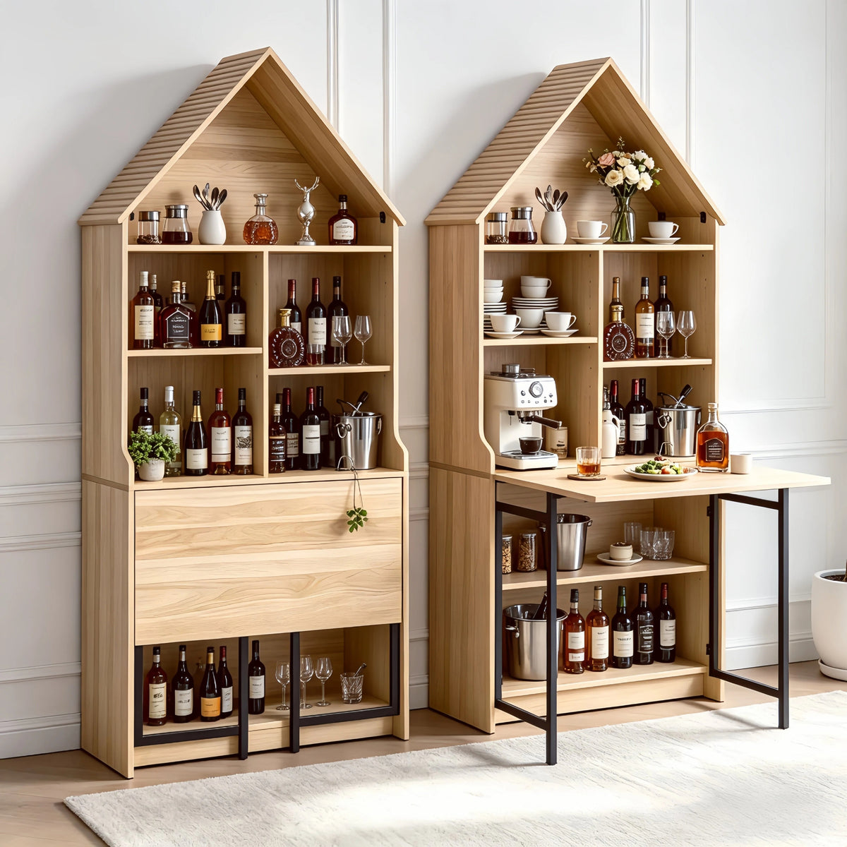 Design feature view of Craft Desk Folding Storage Natural Wood MDF