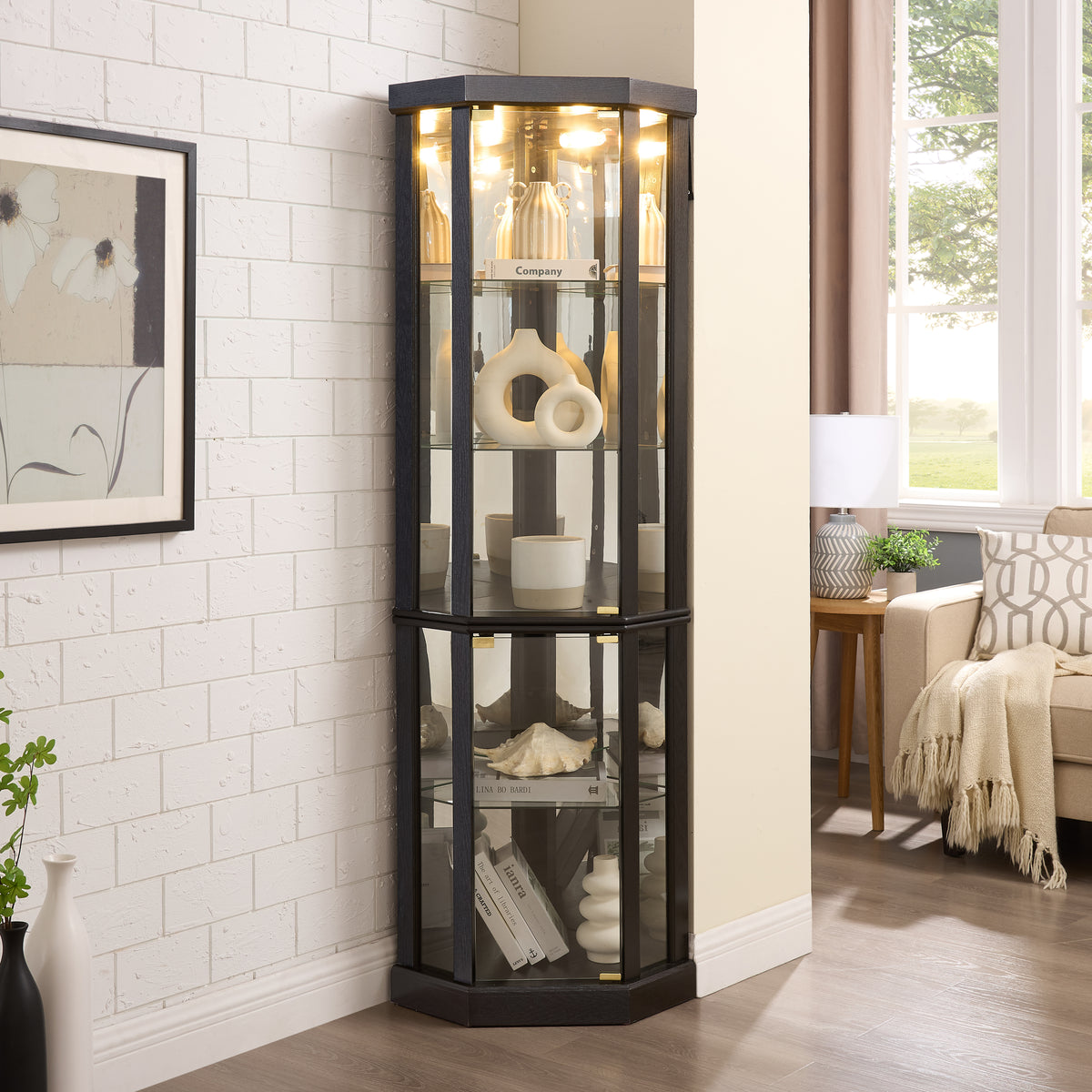Additional product detail of Display Cabinet LED Display Storage Black Glass