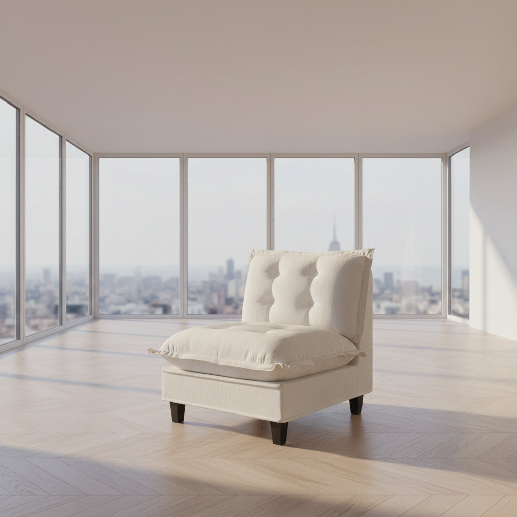 Sofa Modular Sectional Beige Chenille in a modern living room