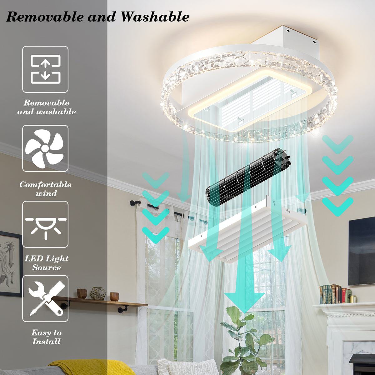 Additional product detail of Ceiling Fan Light 6-Speed Remote Control White Acrylic & Iron