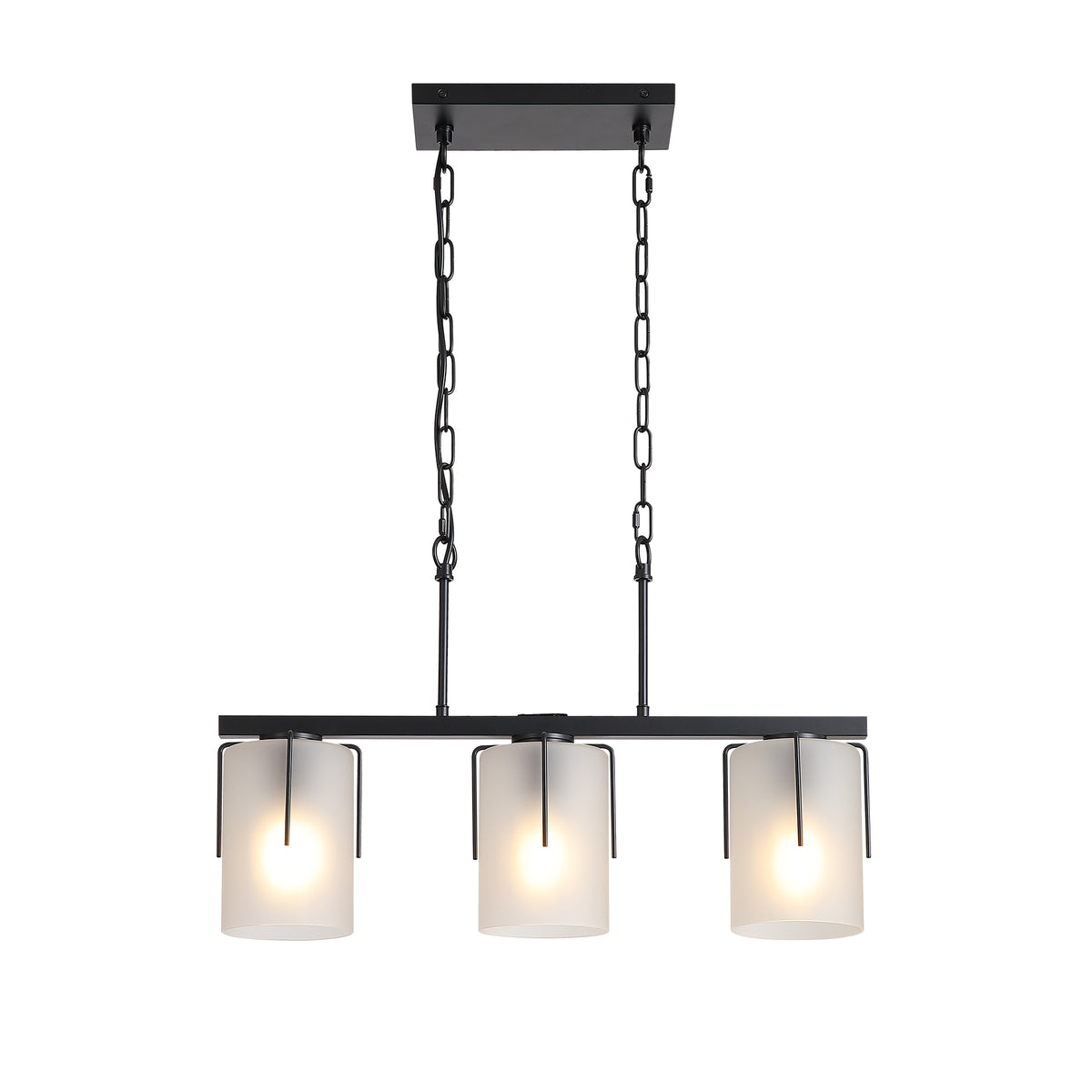 Full product view of Pendant Light Minimalist 3-Light Linear Matte Black Glass