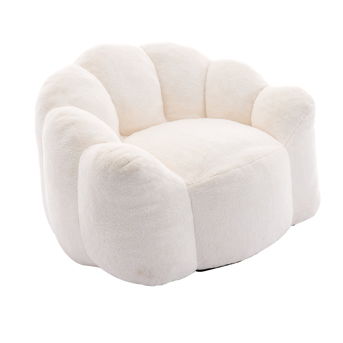 Full product view of Bean Bag Chair Compressed Foam White Faux Fur