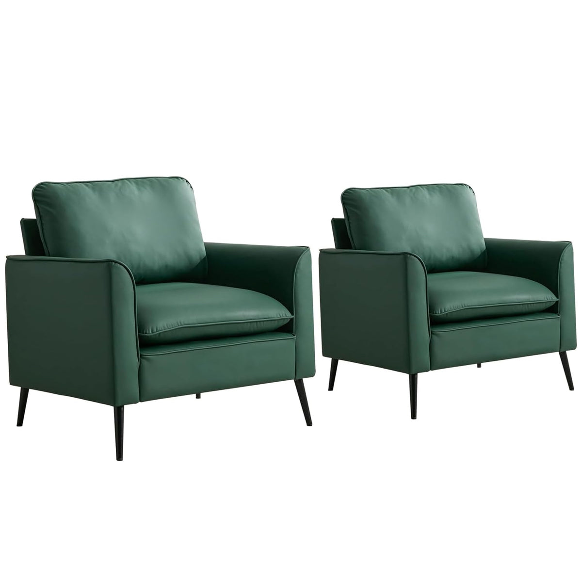 Alternate angle of Accent Chair Set of 2 Green Leather