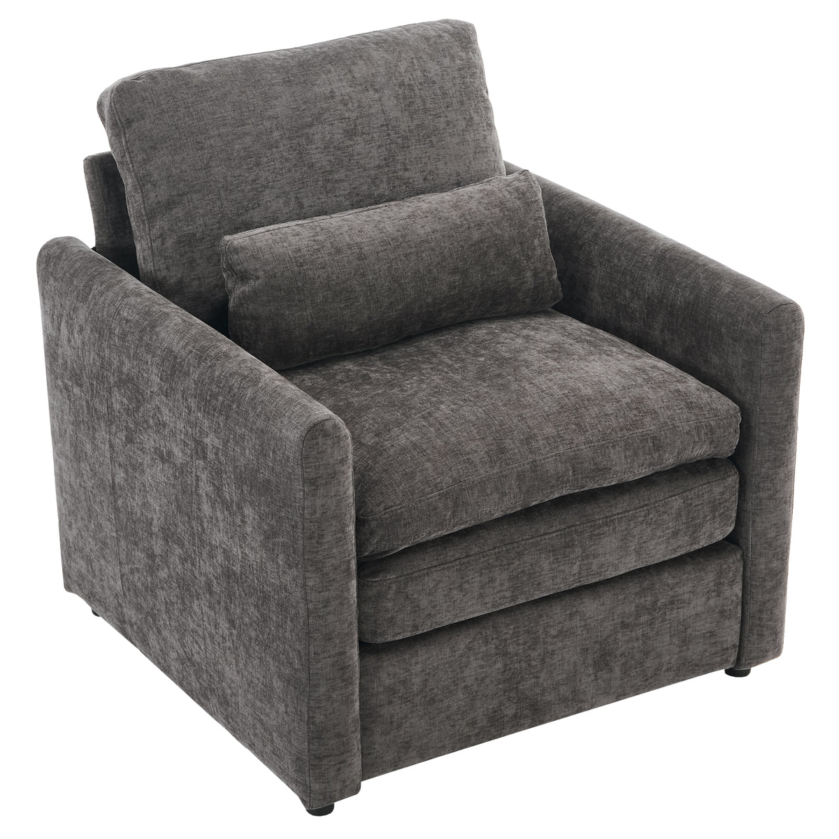 Alternate angle of Accent Chair Double Cushion Gray Chenille