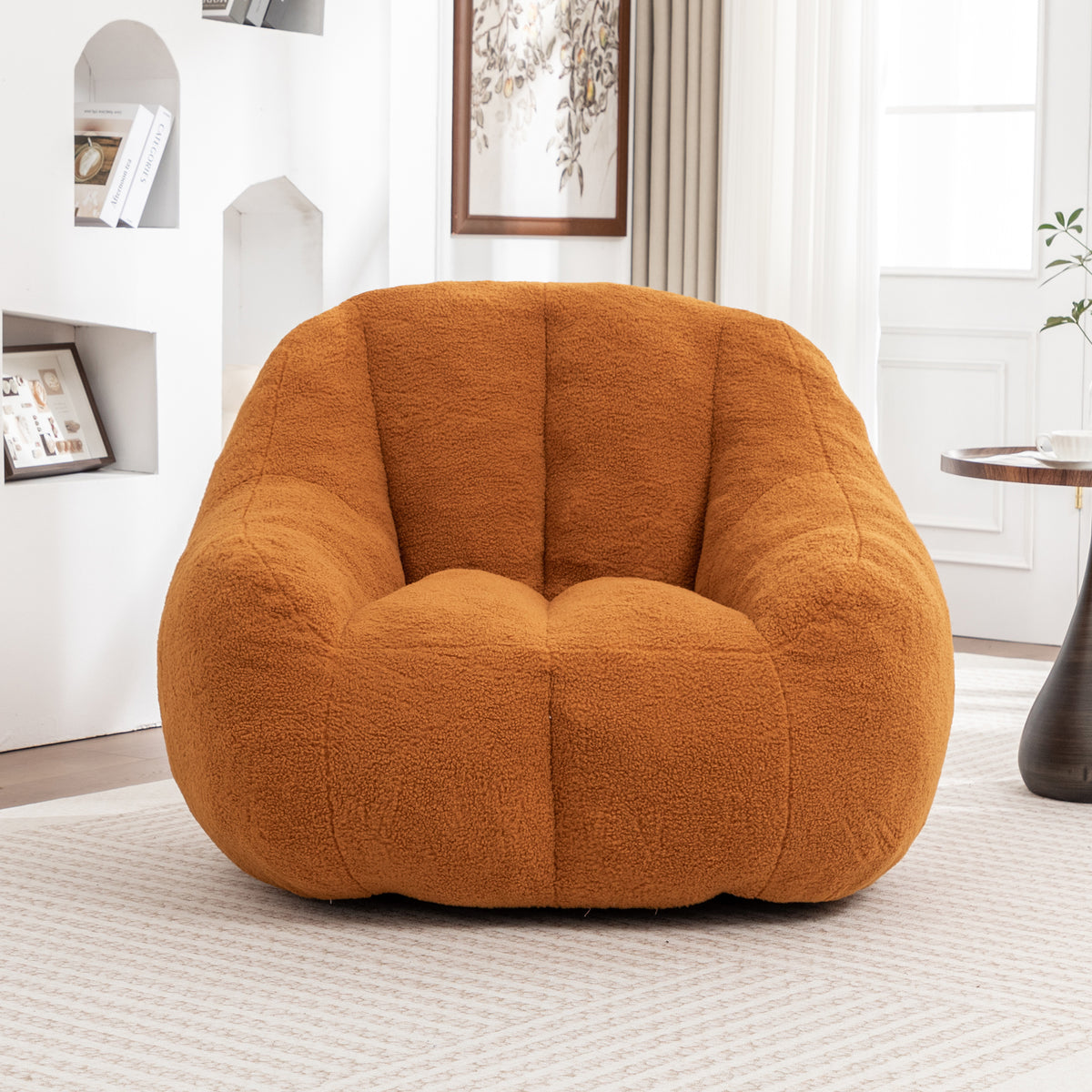 Design feature view of Bean Bag Chair Oversized Seating Yellow Teddy Fabric