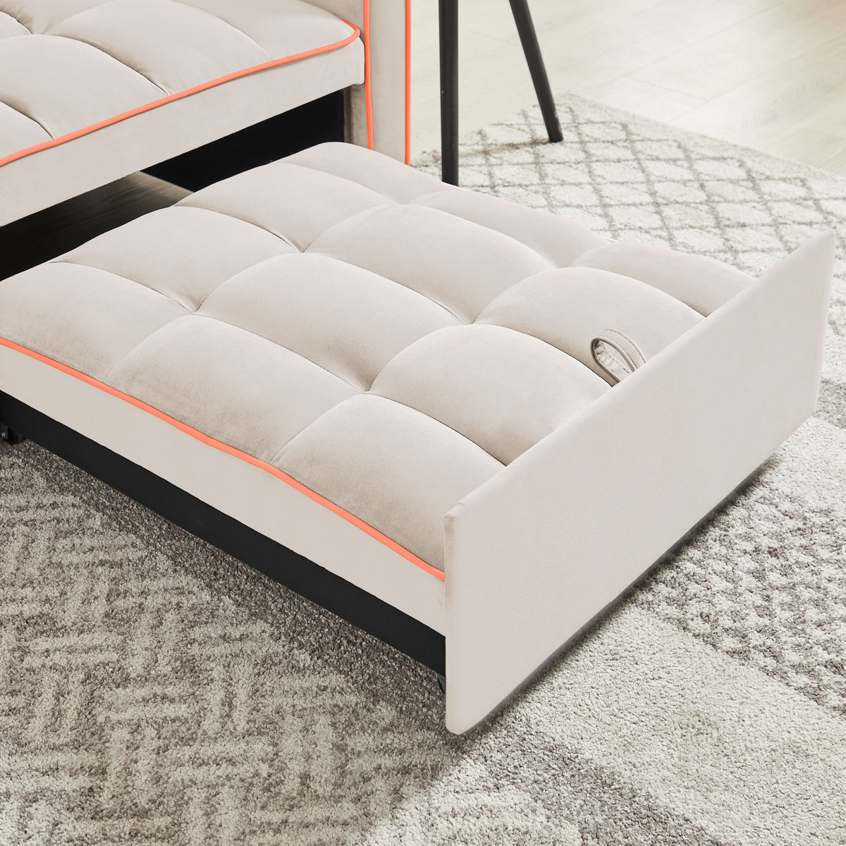 Additional view of Sofa Bed 3-in-1 Folding Sleeper Creamy White Velvet