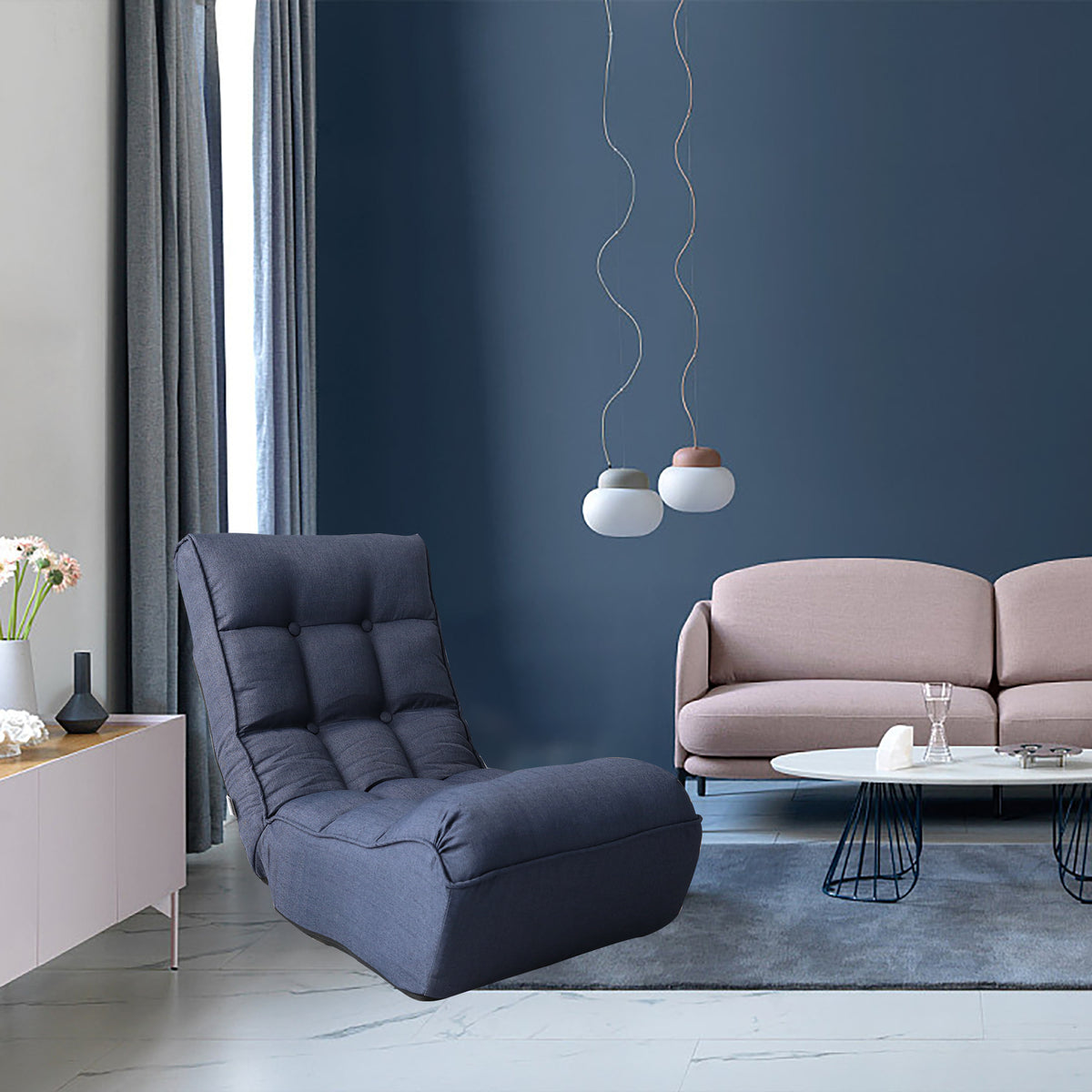 Additional view of Accent Chair Modern Reclining Navy Metal