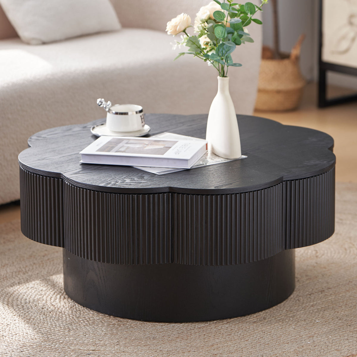 Design feature view of Coffee Table Plum Blossom Storage Natural Wood