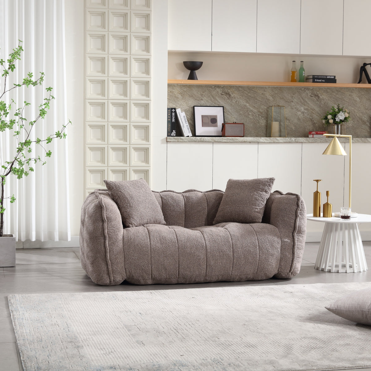 Additional product detail of Bean Bag Chair Cushioned Seating Brown Chenille