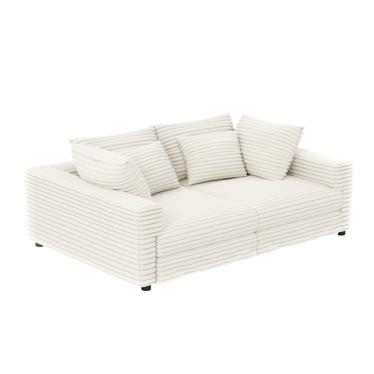 Additional view of Sofa Modern Cushioned Seating Beige Corduroy 4-Seater