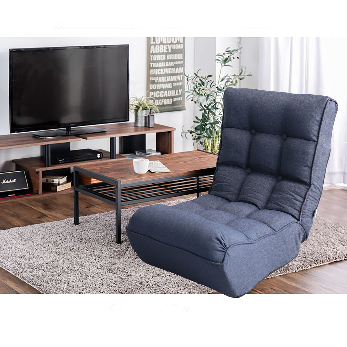 Additional product detail of Recliner Chair Japanese Reclining Navy Metal