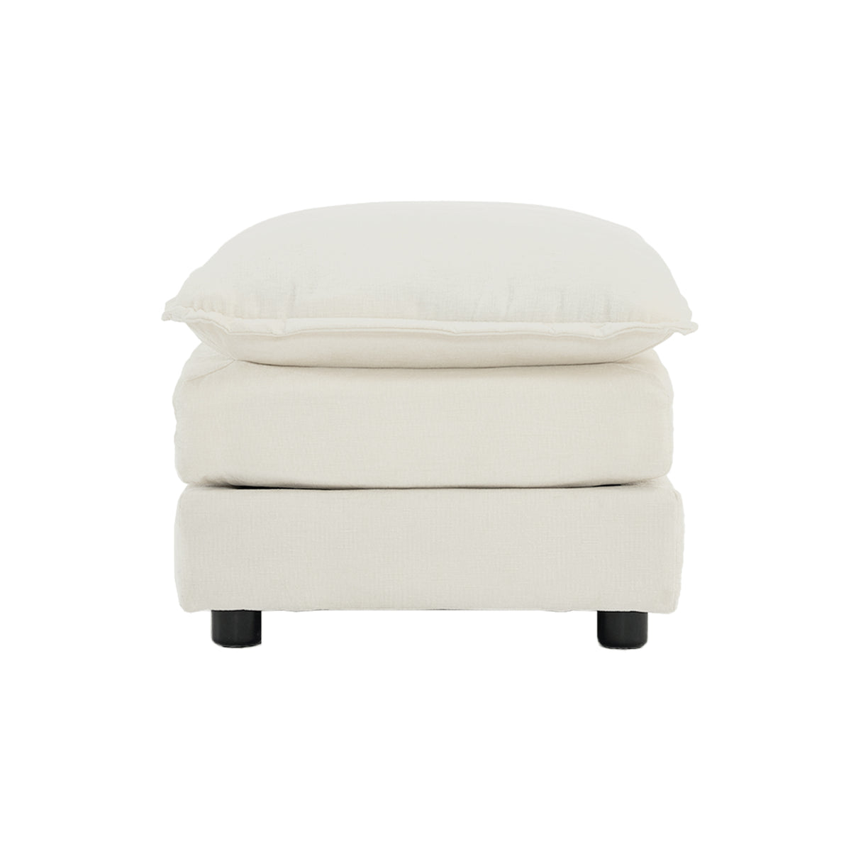 Alternate angle of Ottoman Cushioned Footrest White Chenille