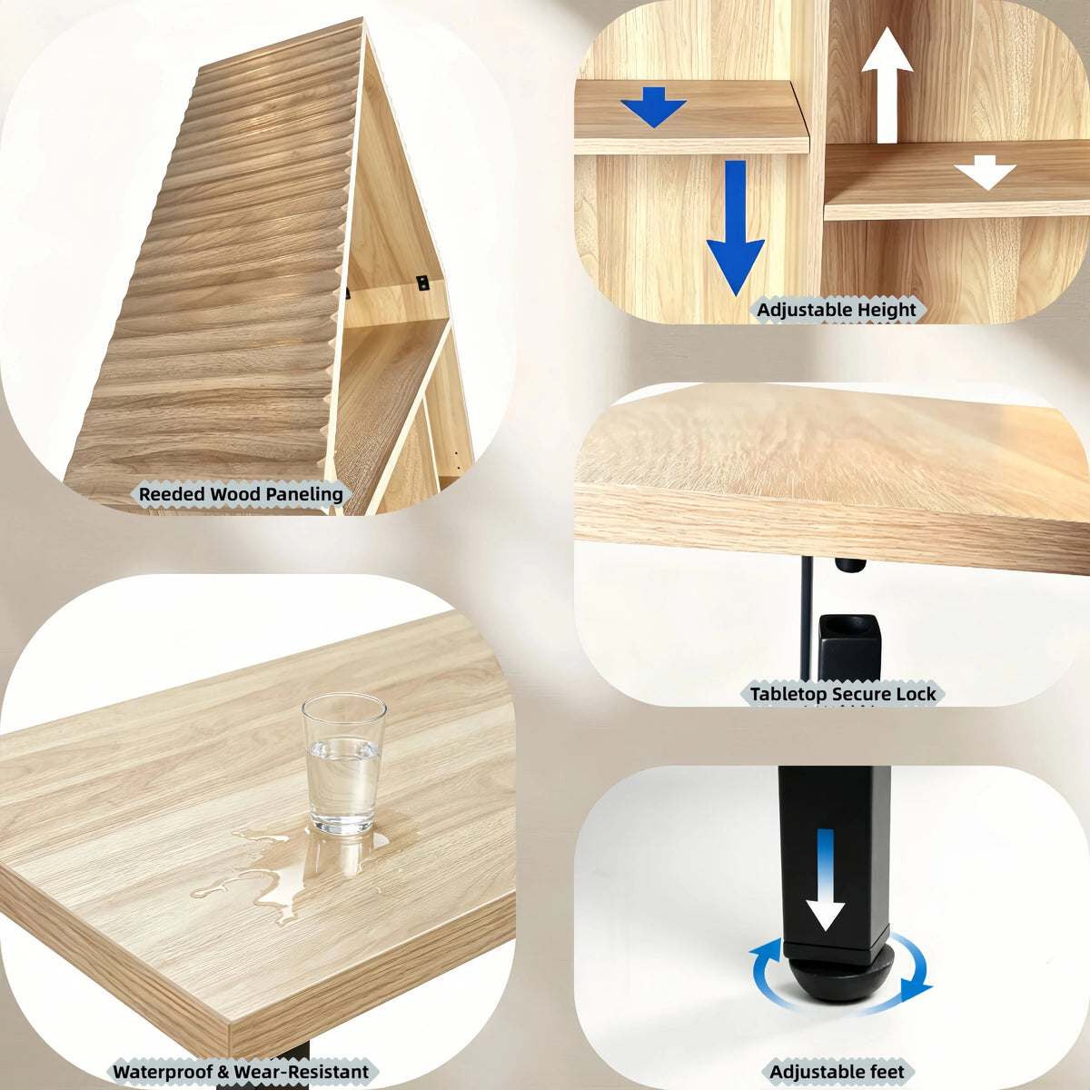 Additional product detail of Craft Desk Folding Storage Natural Wood MDF