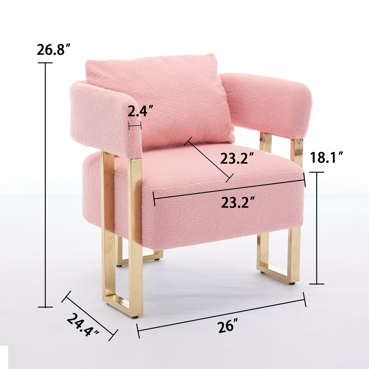 Close-up detail of Accent Chair Set of 2 Pink Teddy Fleece