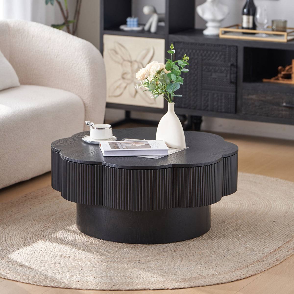Additional product detail of Coffee Table Plum Blossom Storage Natural Wood