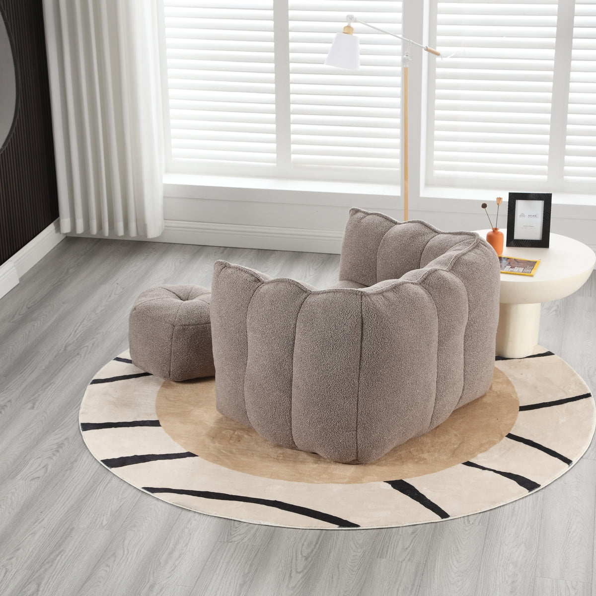 Design feature view of Bean Bag Chair Footstool Included Coffee Chenille