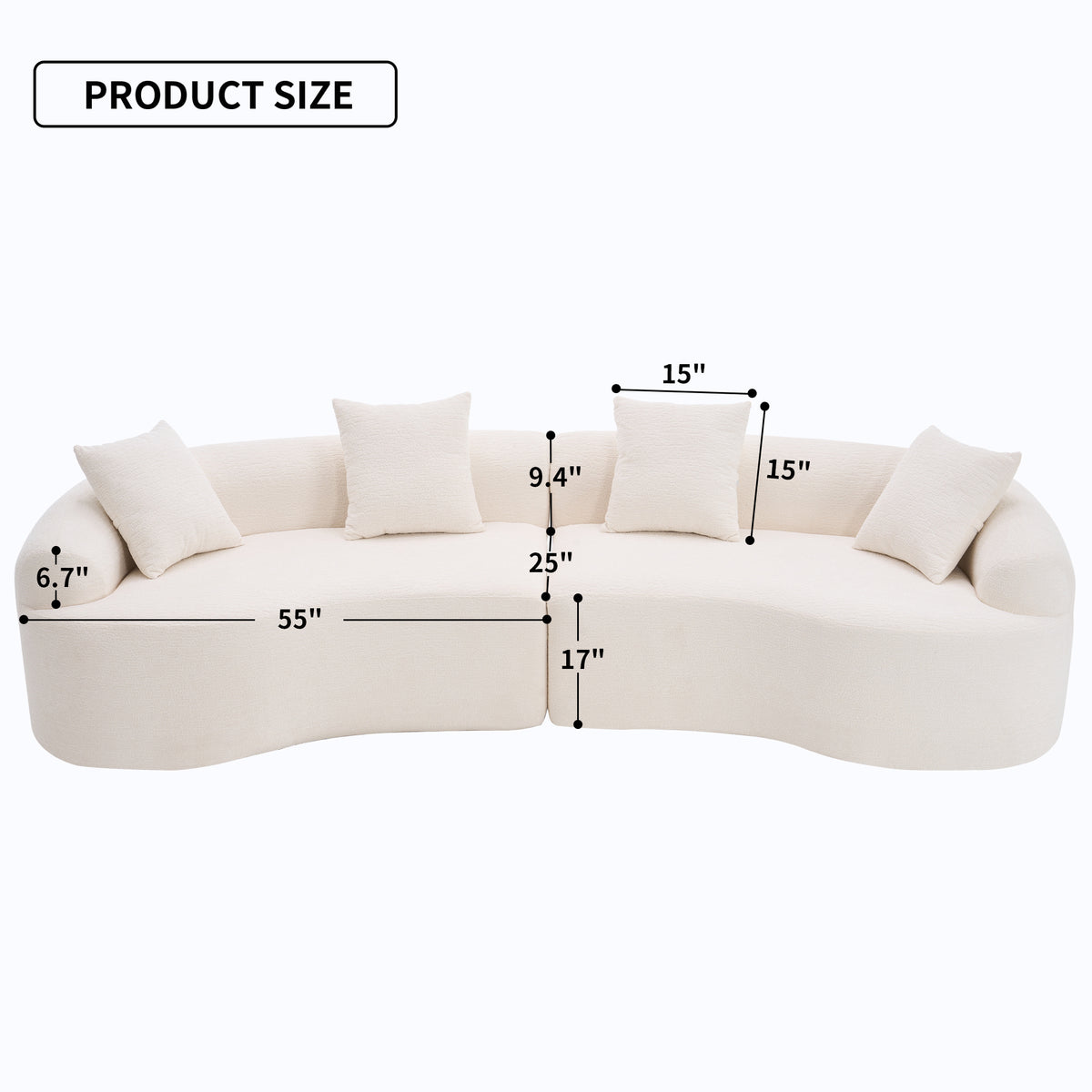 Alternate angle of Sectional Sofa Modular Sectional White Chenille