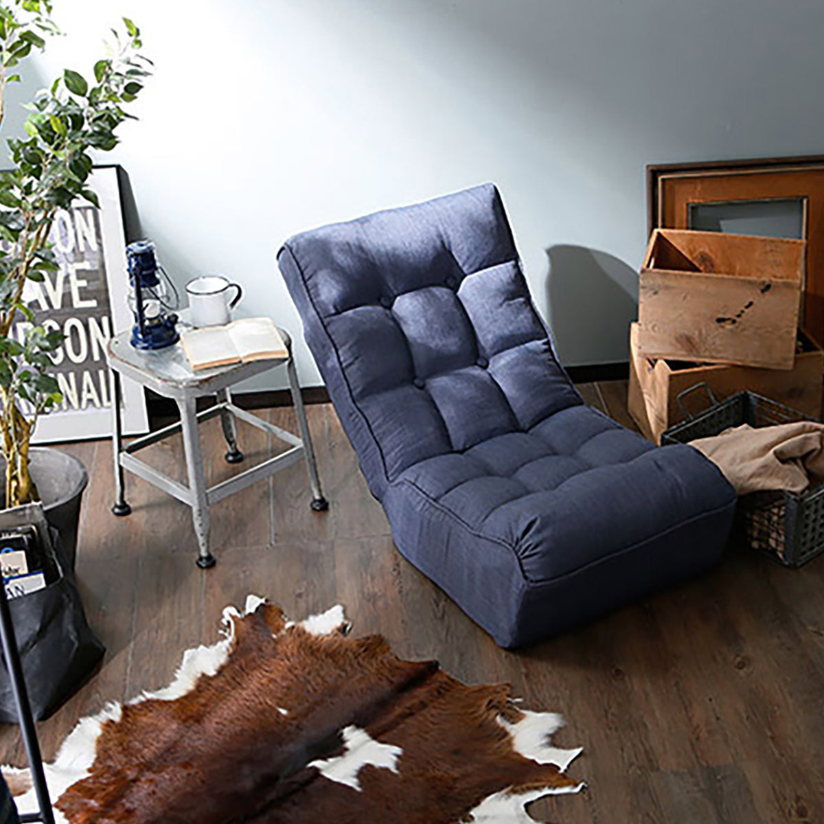 Additional view of Recliner Chair Japanese Reclining Navy Metal