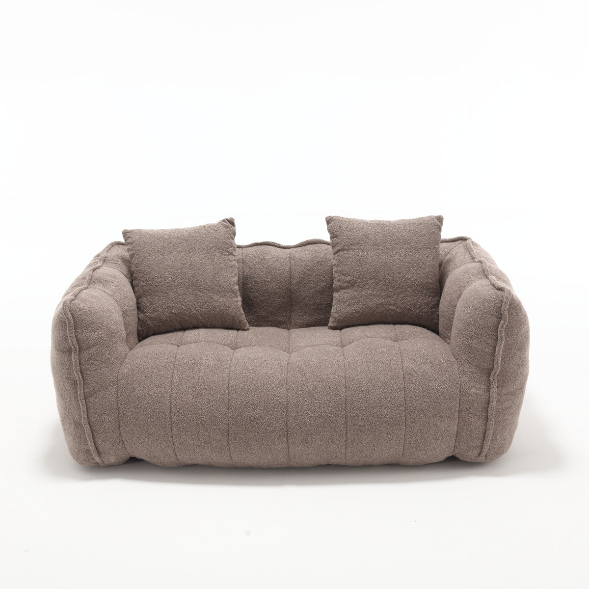 Full product view of Bean Bag Chair Cushioned Seating Brown Chenille