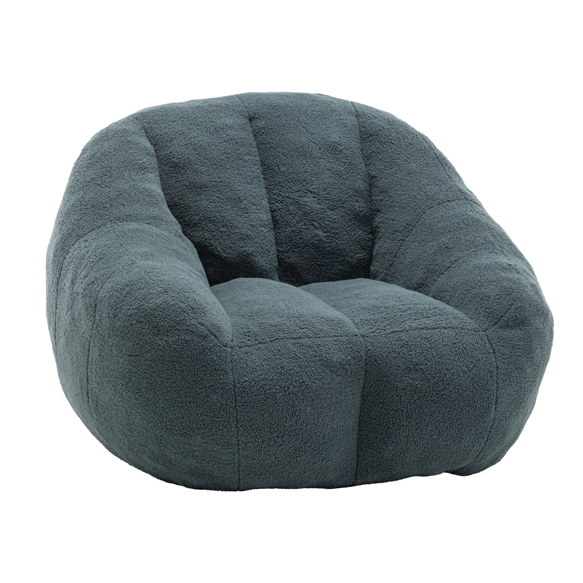 Full product view of Bean Bag Chair Tufted Memory Foam Green Teddy Fabric