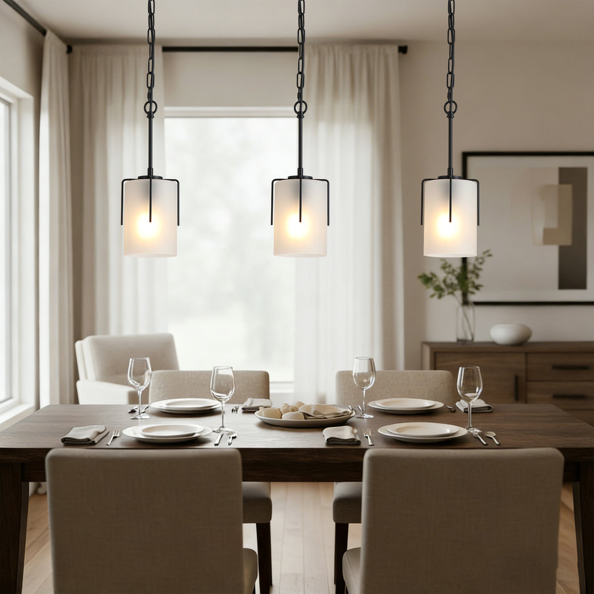 Additional view of Pendant Light Modern Adjustable Pendant White Glass