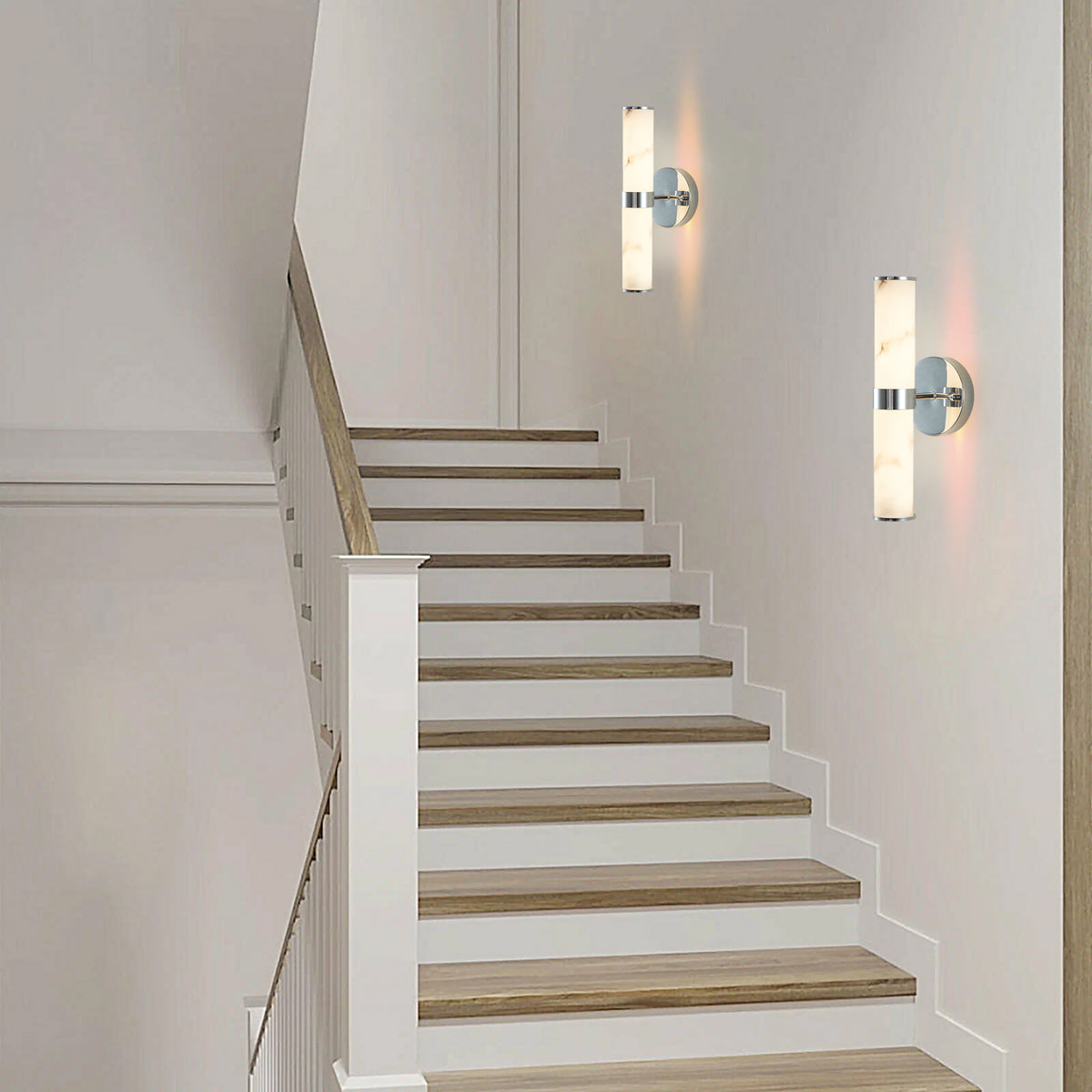 Full product view of Wall Sconce Modern Set of 2 Chrome Iron