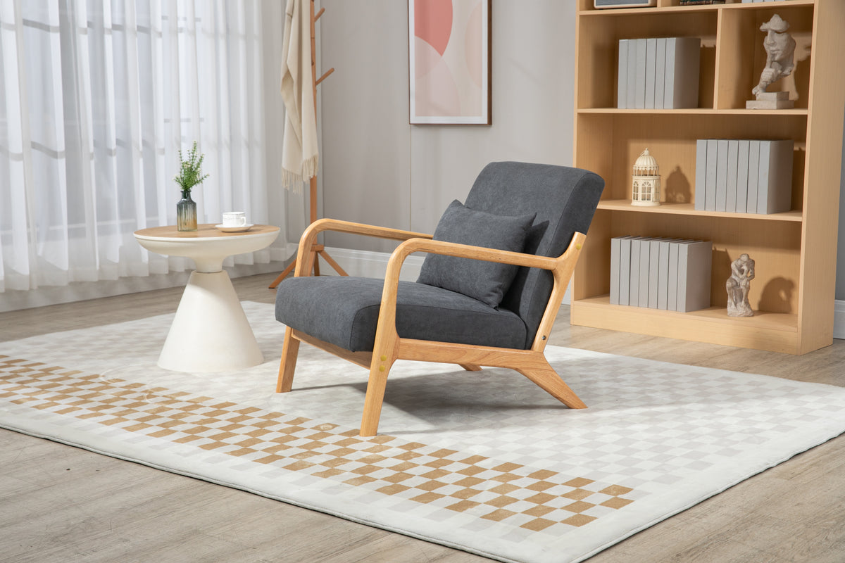 Alternate angle of Accent Chair Waist Cushion Antique Gray Wood