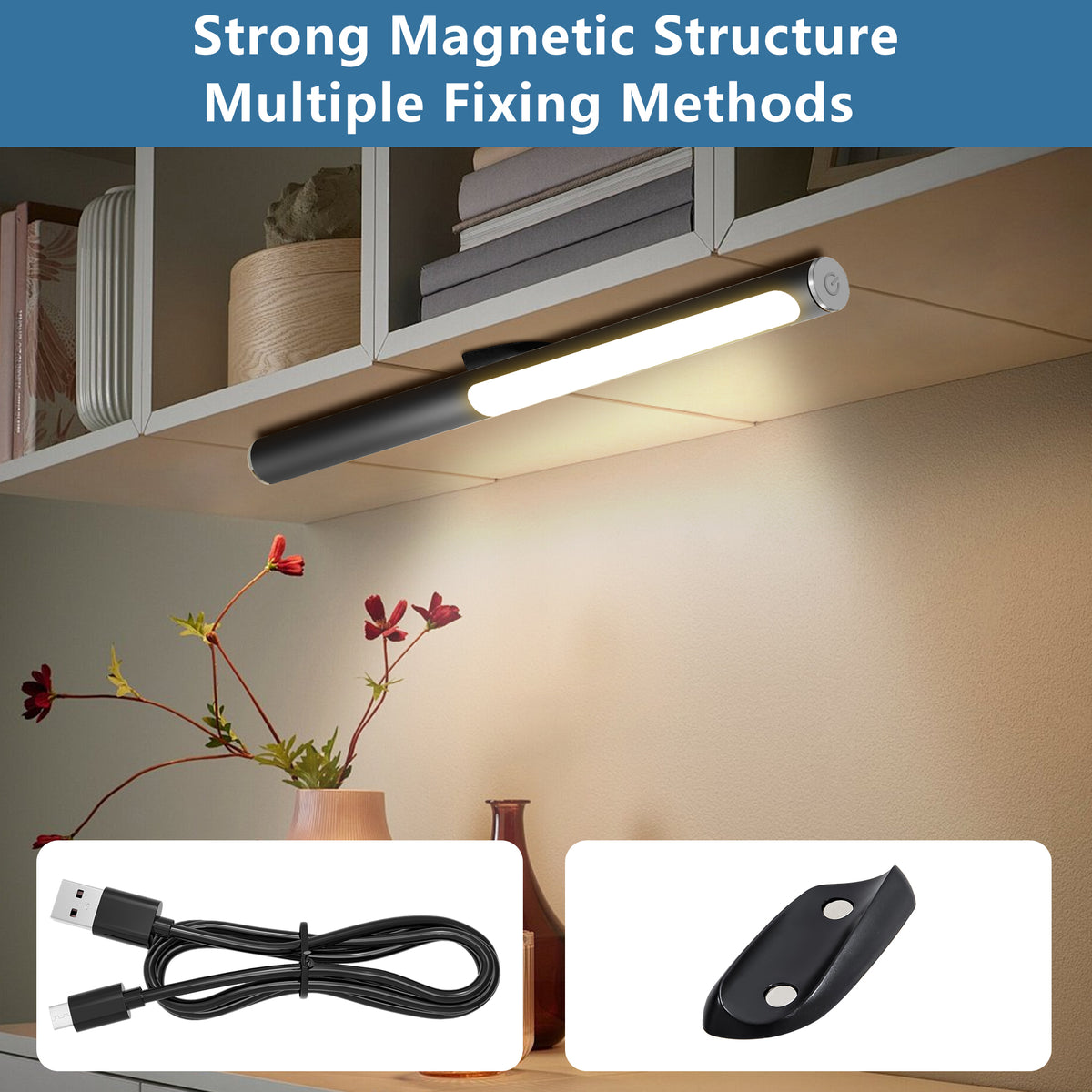 Design feature view of Desk Lamp USB Charging & 5 Light Modes Black Iron