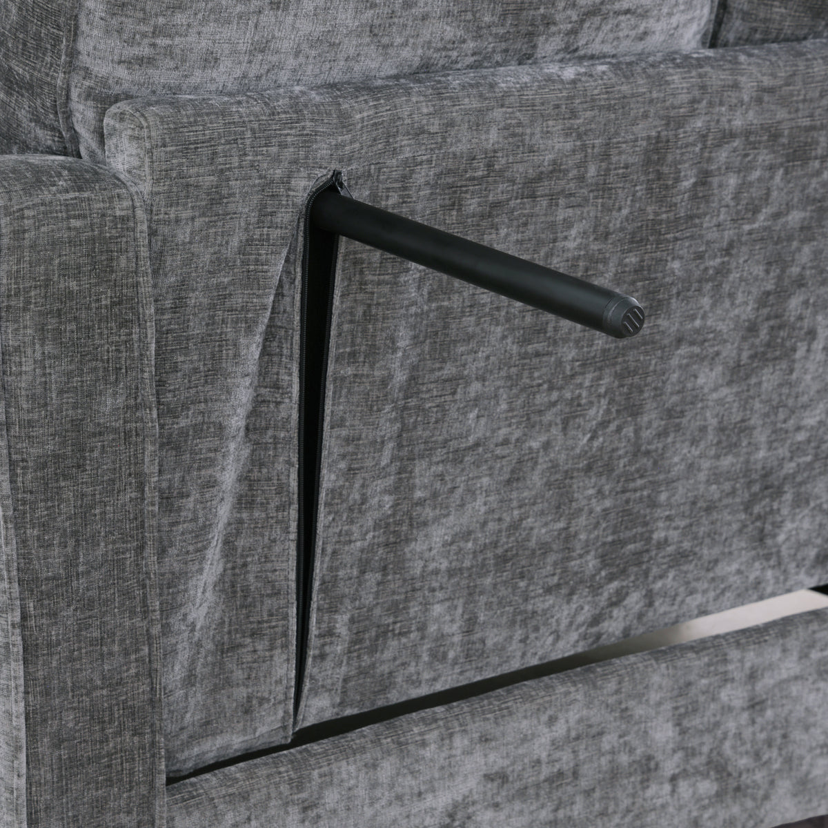 Construction and detail view of Loveseat Sofa Modern Storage Chaise Gray Corduroy 2-Seater