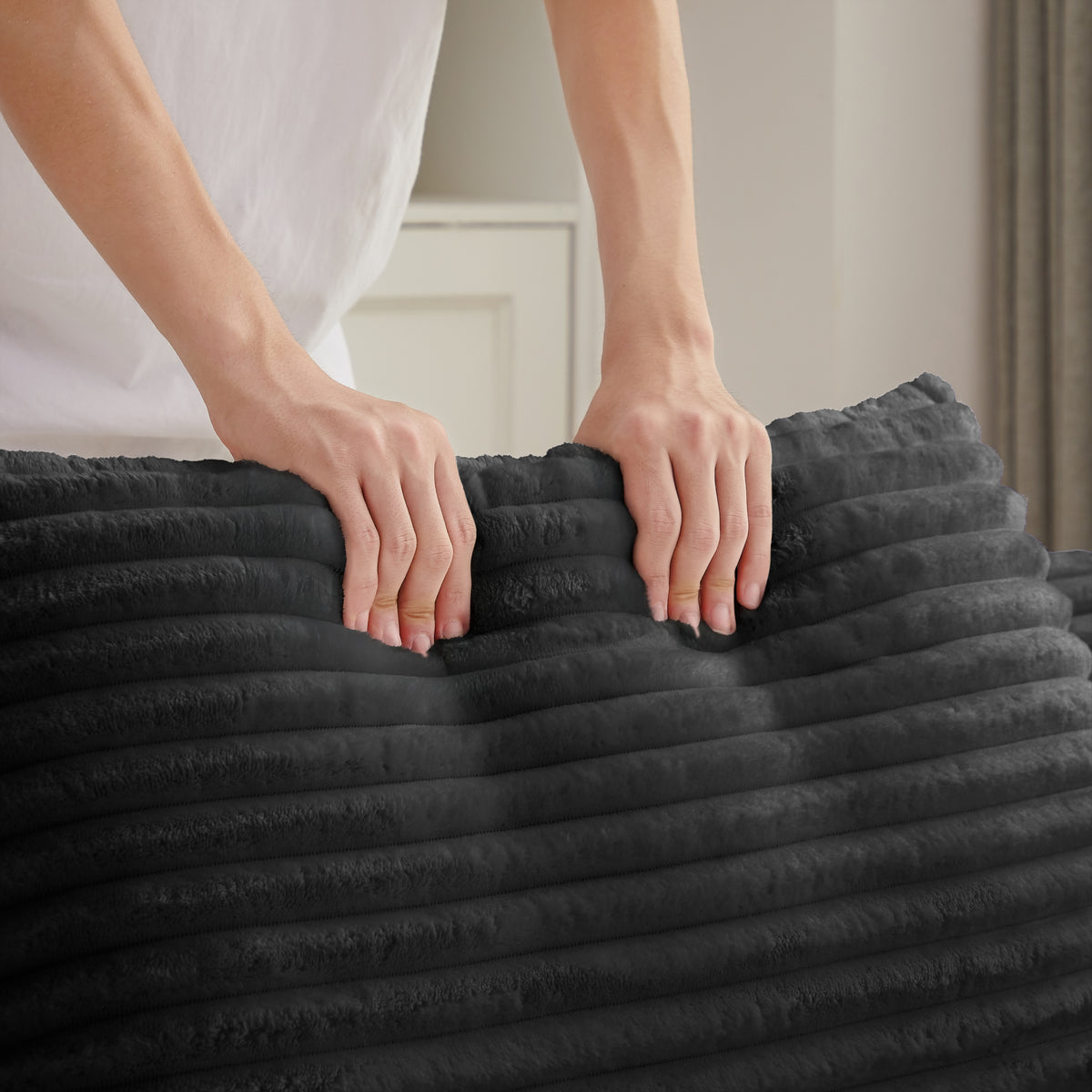 Construction and detail view of Chaise Lounge Oversized Seating Black Corduroy