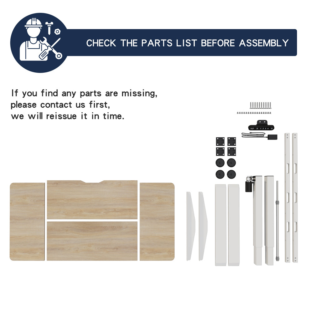 Additional product detail of Standing Desk Electric Height Adjustable Oak Metal & Wood
