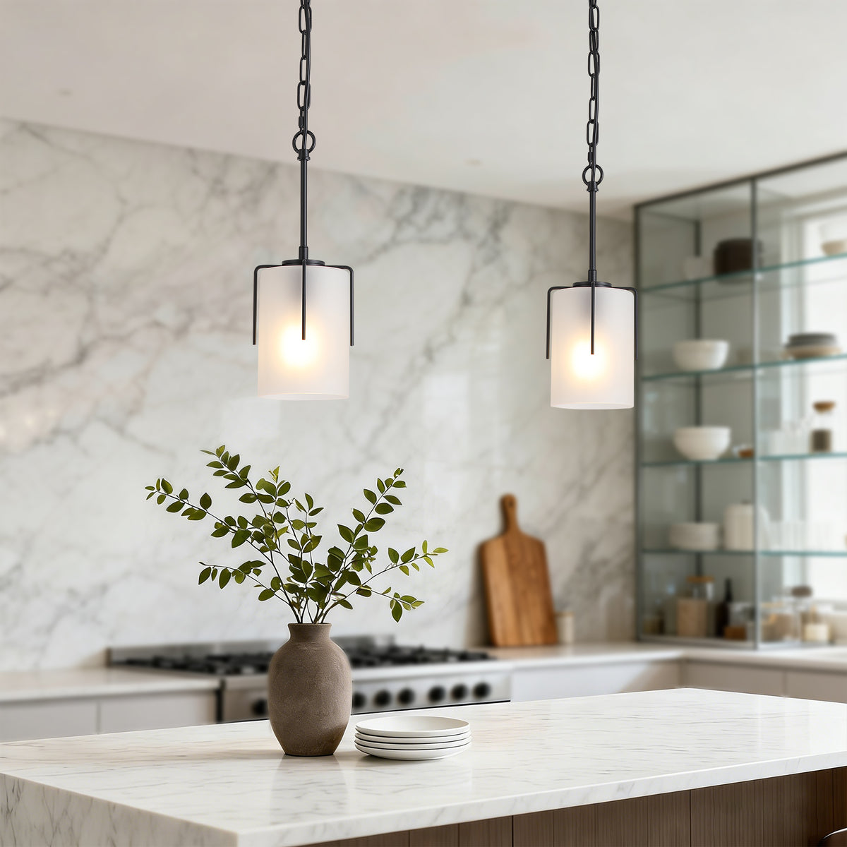 Design feature view of Pendant Light Modern Adjustable Pendant White Glass